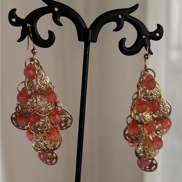 Gold tone Crystal Chandelier Earrings - Picture 7 of 10